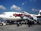 609 Thai Airways Plane At Kathmandu Tribhuvan International Airport I boarded my Thai Airways flight homeward from Kathmandu�s Tribhuvan International Airport.